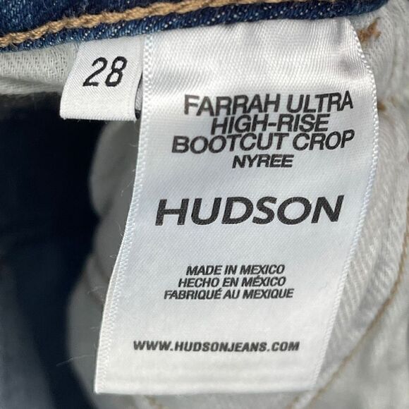Hudson Blue Nyree Farrah Ultra High Rise Bootcup Crop Demin Jeans Size 28 - Picture 8 of 10